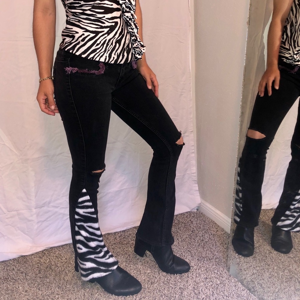 Reworked black denim skinny jeans